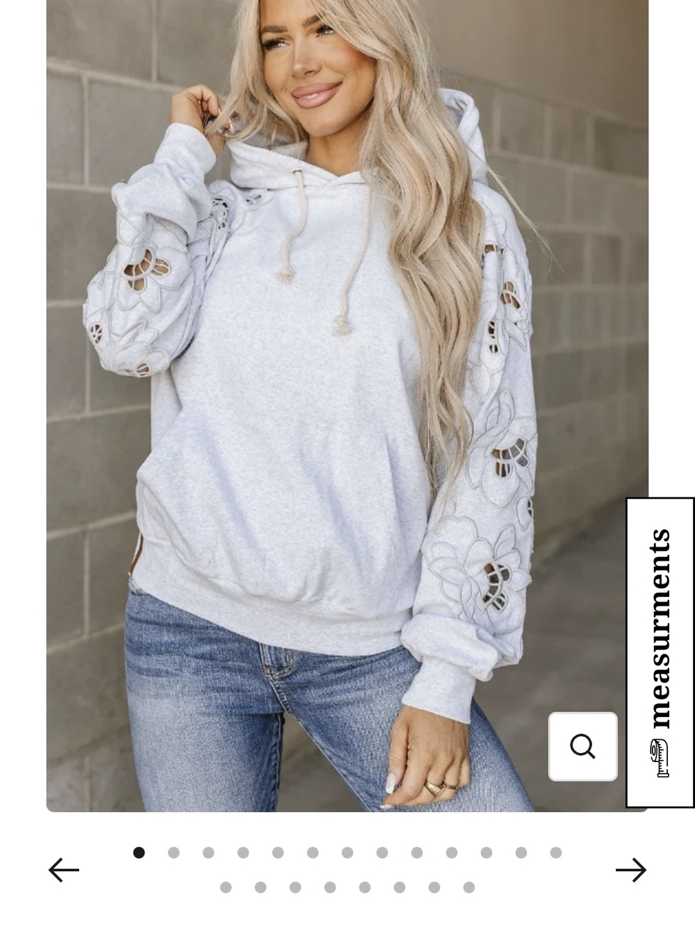 AMPERSAND AVE Light Gray Floral Cutout Hoodie